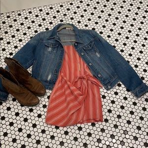 Striped cross-body tie dress